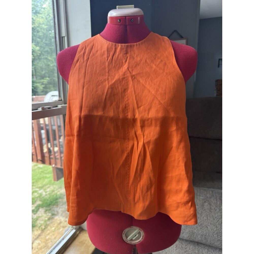 Antonio Melani Orange Linen Blend Sleeveless Shell Top Blouse Women’s Small
